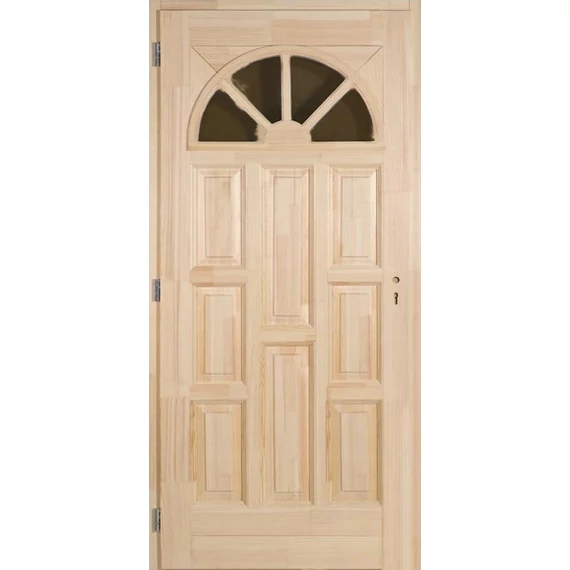 Napsugár tele fa bejárati ajtó,borovi fenyőből,jobbos
