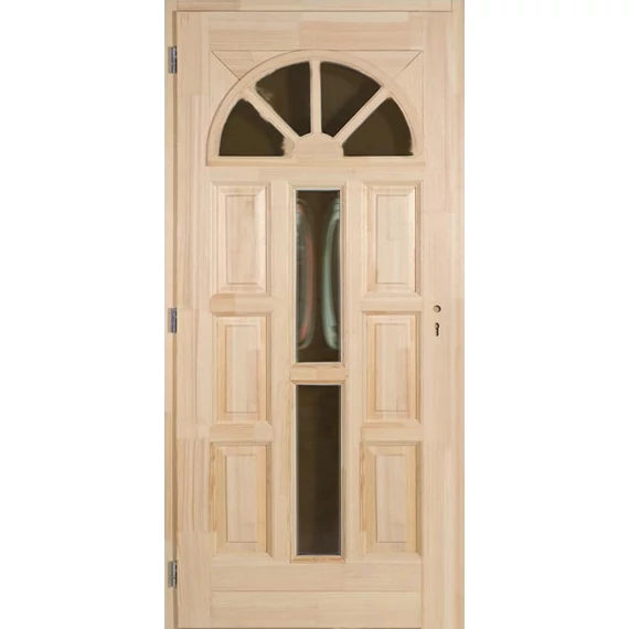 Napsugár középen üveges fa bejárati ajtó,borovi fenyőből,balos