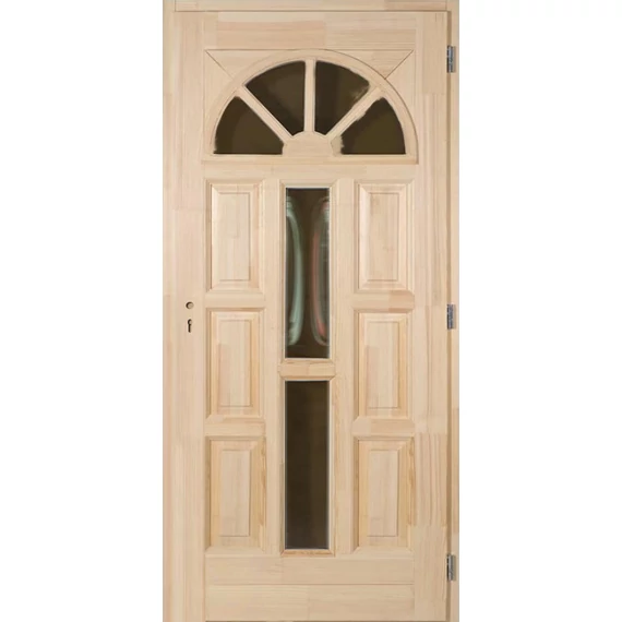 Napsugár középen üveges fa bejárati ajtó,borovi fenyőből,jobbos