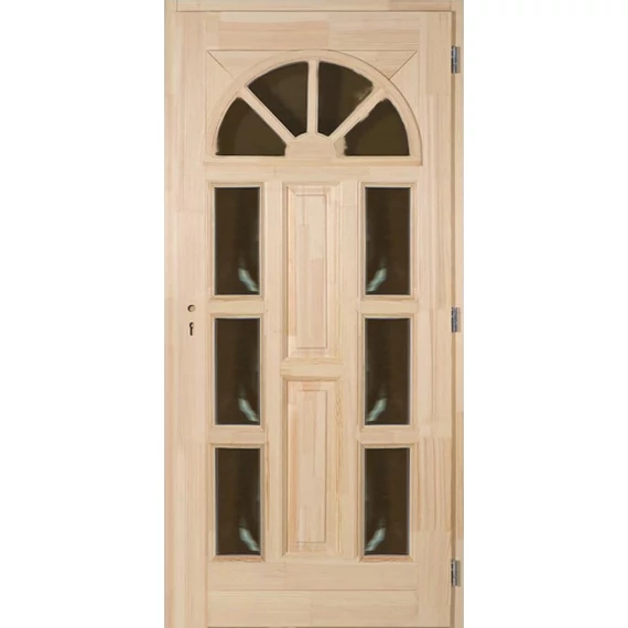 Napsugár szélén üveges fa bejárati ajtó borovi fenyőből jobbos