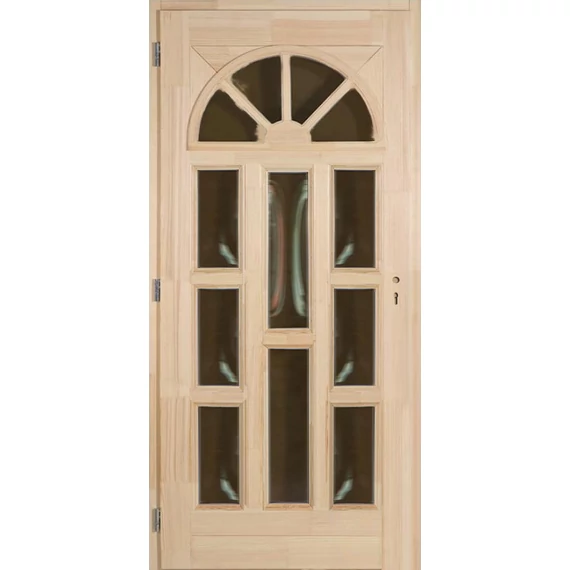 Napsugár teljesen üveges fa bejárati ajtó borovi fenyőből balos
