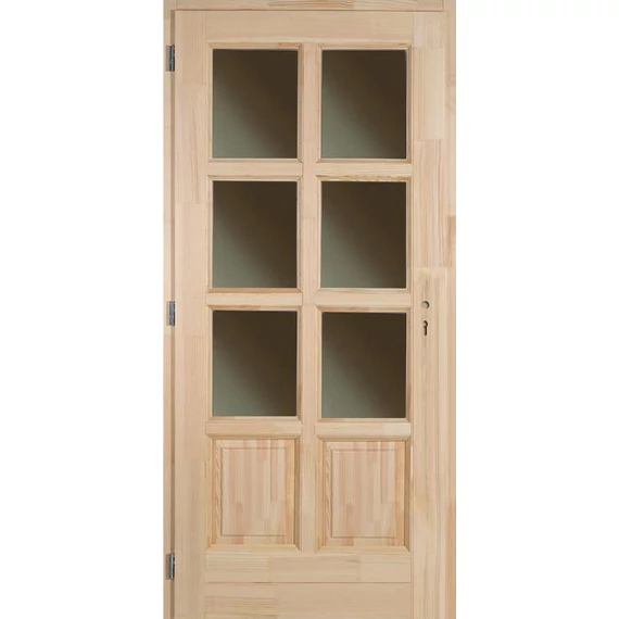 Szikra 8 üveges fa bejárati ajtó, borovi fenyőből, balos