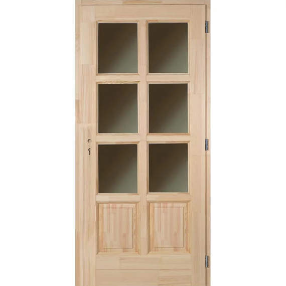 Szikra 8 üveges fa bejárati ajtó, borovi fenyőből, jobbos