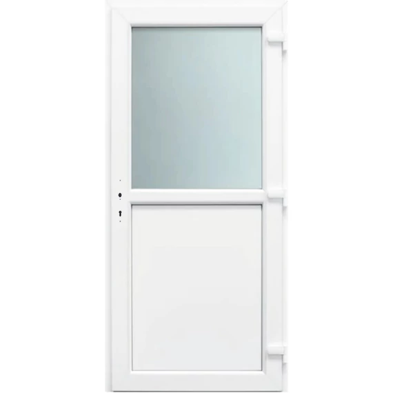 Goslar osztott 100x210 műanyag bejárati ajtó jobbos fehér színben 3 rétegű üveggel