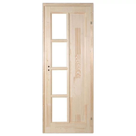 100x210 Mecsek félig üvegezhető fenyőfa beltéri ajtó jobbos