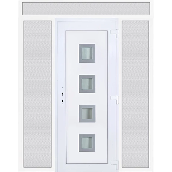 200x240 jobbos Bihar 4 üveges műanyag bejárati ajtó felül+oldalvilágítóval 5 kamrás fehér