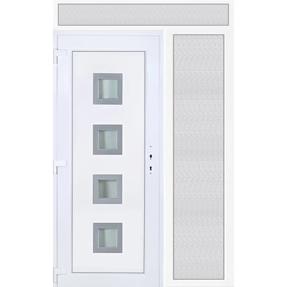 150x240 balos Bihar 4 üveges bejárati ajtó 3 rétegű üveggel extra vastag hőszigetelt panellel felül+oldalvilágítóval 5 kamrás fehér RP