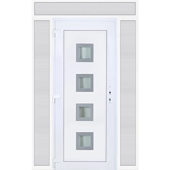 160x240 balos Bihar 4 üveges bejárati ajtó 3 rétegű üveggel extra vastag hőszigetelt panellel felül+oldalvilágítóval 5 kamrás fehér RP