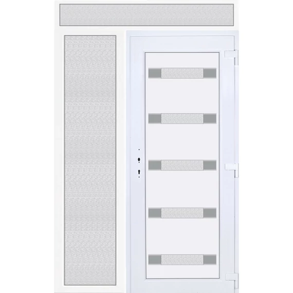 150x240 jobbos Hidas 5 üveges bejárati ajtó 3 rétegű üveggel extra vastag hőszigetelt panellel felül+oldalvilágítóval 5 kamrás fehér RP