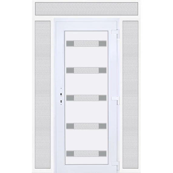 160x240 jobbos Hidas 5 üveges bejárati ajtó 3 rétegű üveggel extra vastag hőszigetelt panellel felül+oldalvilágítóval 5 kamrás fehér RP