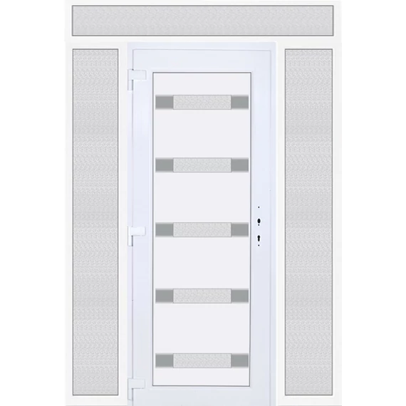 Hidas 5 üveges EXTRA hőszigetelésű 180x240 KIFELÉ NYÍLÓ műanyag bejárati ajtó balos fehér színben 3 rétegű üveggel Aluminium rátéttel RP