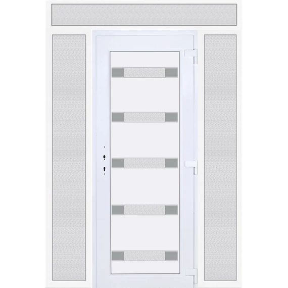 180x240 jobbos Hidas 5 üveges bejárati ajtó 3 rétegű üveggel extra vastag hőszigetelt panellal felül+oldalvilágítóval 5 kamrás fehér