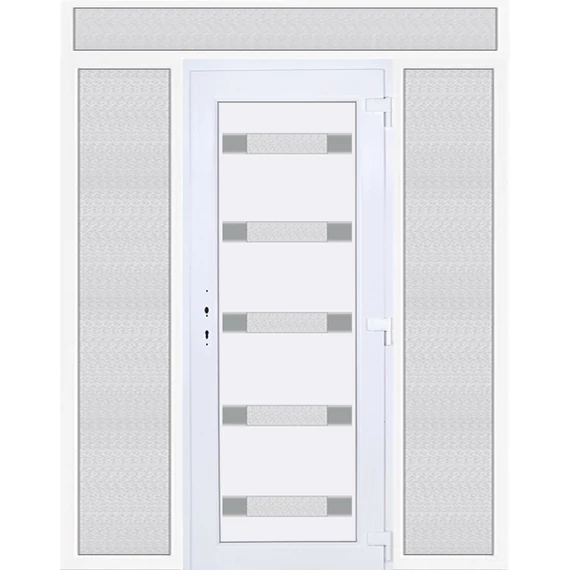 Hidas 5 üveges EXTRA hőszigetelésű 200x240 KIFELÉ NYÍLÓ műanyag bejárati ajtó jobbos fehér színben 3 rétegű üveggel Aluminium rátéttel RP