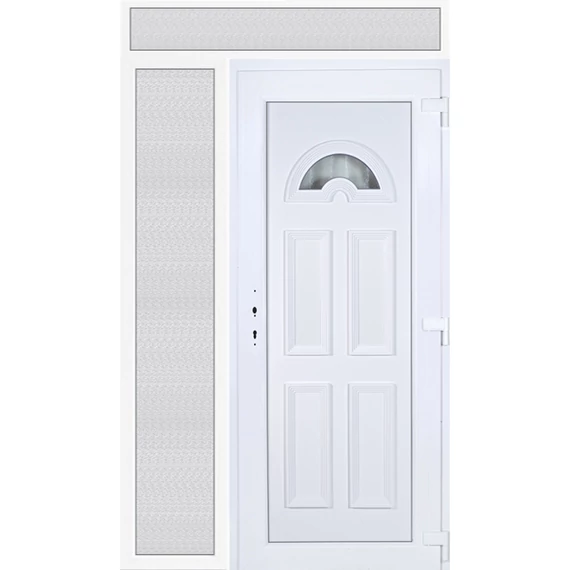 Köln 1 üveges 140x240 KIFELÉ NYÍLÓ műanyag bejárati ajtó jobbos fehér színben 2 rétegű üveggel
