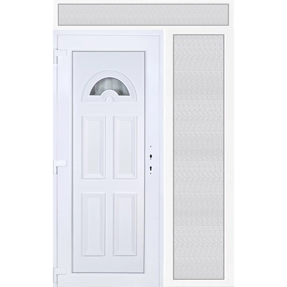 Köln 1 üveges 150x240 KIFELÉ NYÍLÓ műanyag bejárati ajtó balos fehér színben 2 rétegű üveggel