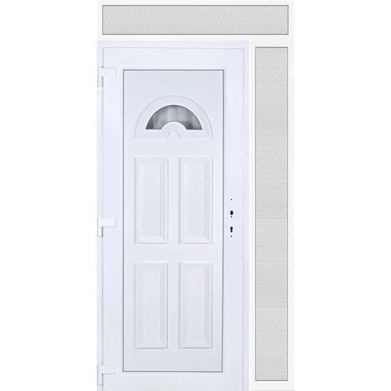 Köln 1 üveges EXTRA hőszigetelésű 130x240 KIFELÉ NYÍLÓ műanyag bejárati ajtó balos fehér színben 3 rétegű üveggel RP