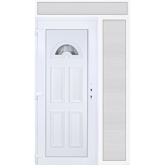 Köln 1 üveges EXTRA hőszigetelésű 140x240 KIFELÉ NYÍLÓ műanyag bejárati ajtó balos fehér színben 3 rétegű üveggel RP