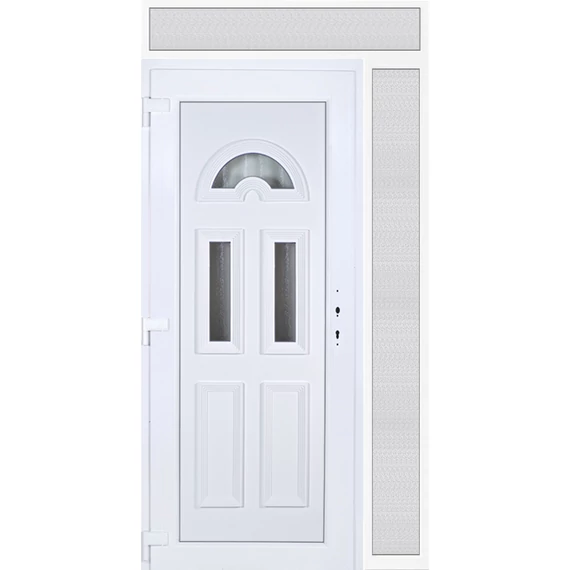Köln 3 üveges 130x240 KIFELÉ NYÍLÓ műanyag bejárati ajtó balos fehér színben 2 rétegű üveggel