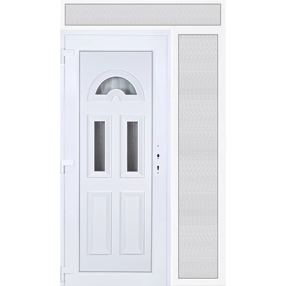 Köln 3 üveges 140x240 KIFELÉ NYÍLÓ műanyag bejárati ajtó balos fehér színben 2 rétegű üveggel