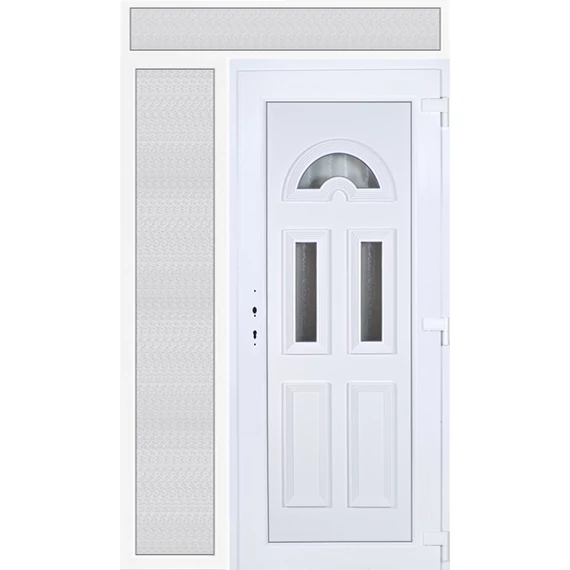 140x240 jobbos köln 3 üveges műanyag bejárati ajtó felül+oldalvilágítóval 5 kamrás fehér