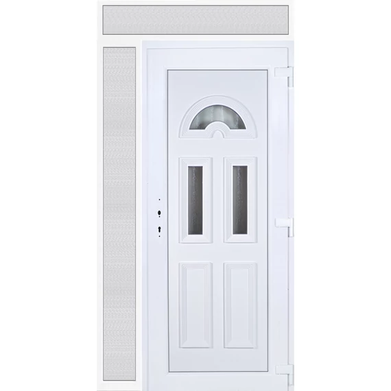 Köln 3 üveges EXTRA hőszigetelésű 130x240 KIFELÉ NYÍLÓ műanyag bejárati ajtó jobbos fehér színben 3 rétegű üveggel RP