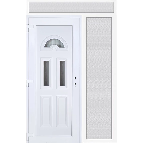 150x240 balos köln 3 üveges bejárati ajtó 3 rétegű üveggel extra vastag hőszigetelt panellel felül+oldalvilágítóval 5 kamrás fehér RP