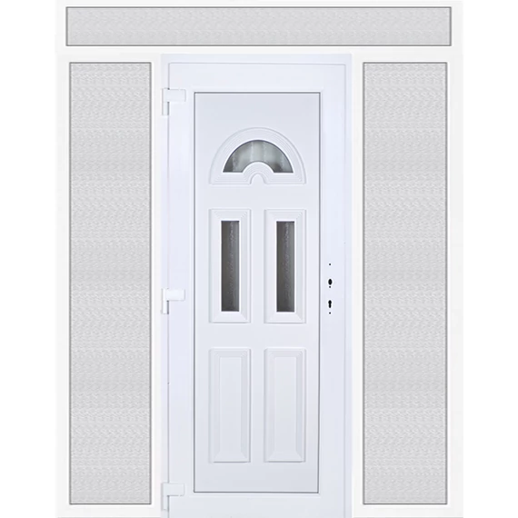 200x240 balos köln 3 üveges bejárati ajtó 3 rétegű üveggel extra vastag hőszigetelt panellel felül+oldalvilágítóval 5 kamrás fehér RP