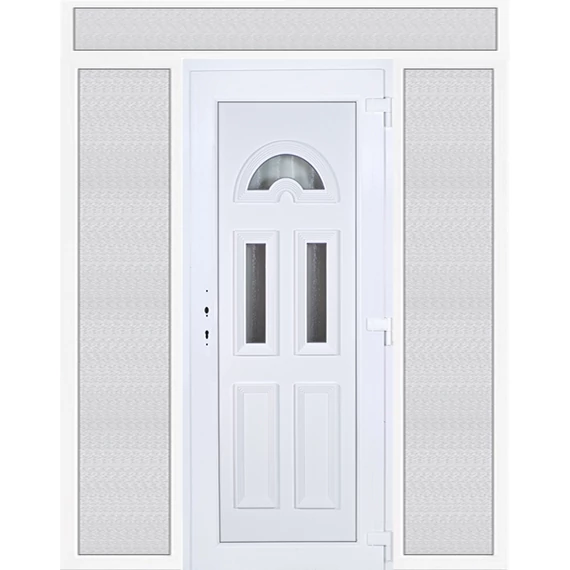 200x240 jobbos köln 3 üveges bejárati ajtó 3 rétegű üveggel extra vastag hőszigetelt panellel felül+oldalvilágítóval 5 kamrás fehér RP