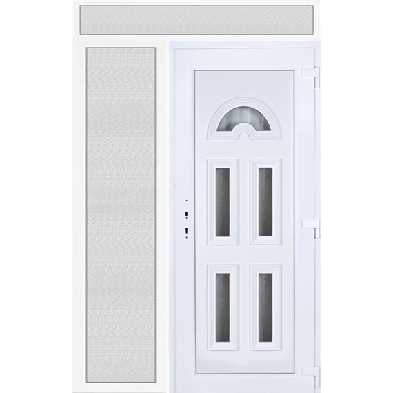 150x240 jobbos köln 5 üveges műanyag bejárati ajtó felül+oldalvilágítóval 5 kamrás fehér