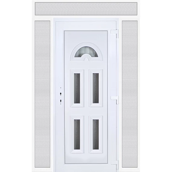 160x240 jobbos köln 5 üveges műanyag bejárati ajtó felül+oldalvilágítóval 5 kamrás fehér