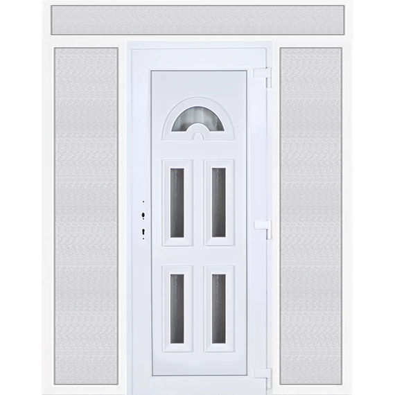 200x240 jobbos köln 5 üveges műanyag bejárati ajtó felül+oldalvilágítóval 5 kamrás fehér