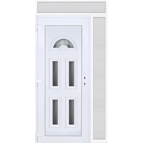 Köln 5 üveges EXTRA hőszigetelésű 130x240 KIFELÉ NYÍLÓ műanyag bejárati ajtó balos fehér színben 3 rétegű üveggel RP