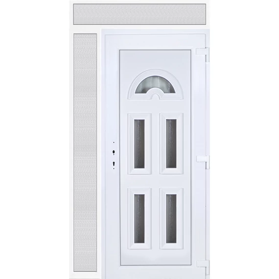Köln 5 üveges EXTRA hőszigetelésű 130x240 KIFELÉ NYÍLÓ műanyag bejárati ajtó jobbos fehér színben 3 rétegű üveggel RP