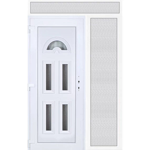 150x240 balos köln 5 üveges bejárati ajtó 3 rétegű üveggel extra vastag hőszigetelt panellel felül+oldalvilágítóval 5 kamrás fehér RP