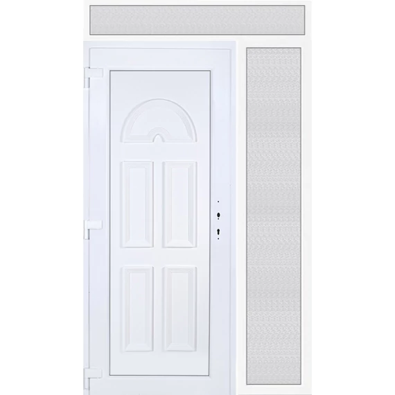 140x240 balos Köln tömör műanyag bejárati ajtó felül+oldalvilágítóval 5 kamrás fehér