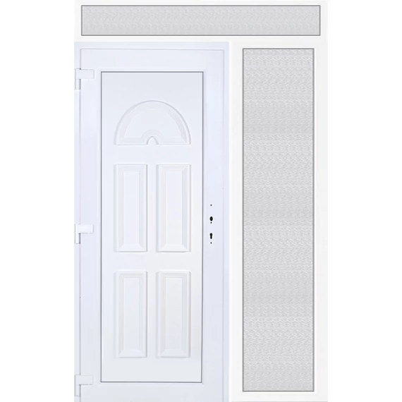 Köln tömör 150x240 KIFELÉ NYÍLÓ műanyag bejárati ajtó balos fehér színben 2 rétegű üveggel