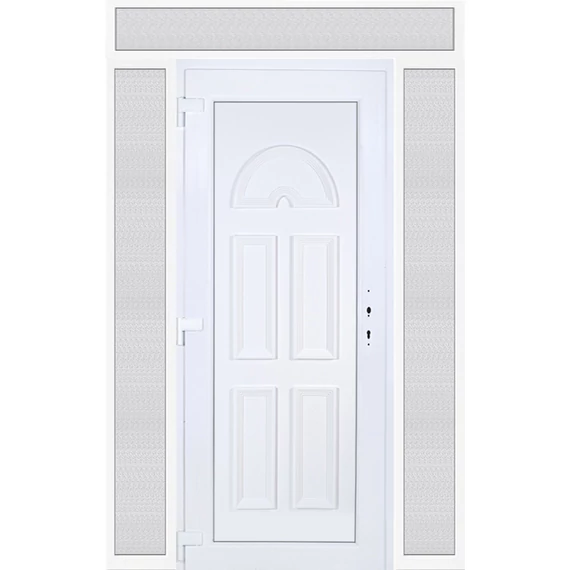 160x240 balos Köln tömör műanyag bejárati ajtó felül+oldalvilágítóval 5 kamrás fehér