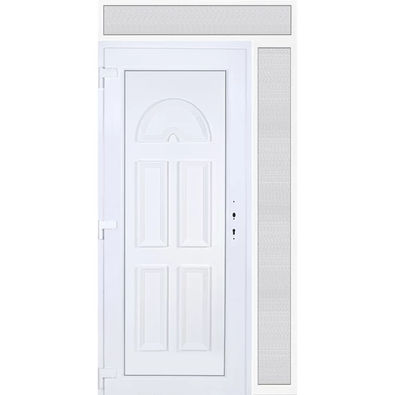 130x240 balos Köln tömör bejárati ajtó extra vastag hőszigetelt panellel felül+oldalvilágítóval 5 kamrás fehér RP