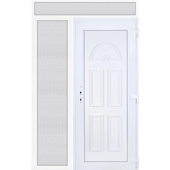 Köln tömör EXTRA hőszigetelésű 150x240 KIFELÉ NYÍLÓ műanyag bejárati ajtó jobbos fehér színben 3 rétegű üveggel RP