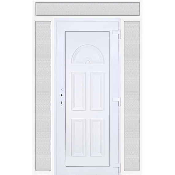 160x240 jobbos Köln tömör bejárati ajtó extra vastag hőszigetelt panellel felül+oldalvilágítóval 5 kamrás fehér RP