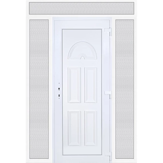 180x240 jobbos Köln tömör bejárati ajtó extra vastag hőszigetelt panellel felül+oldalvilágítóval 5 kamrás fehér RP