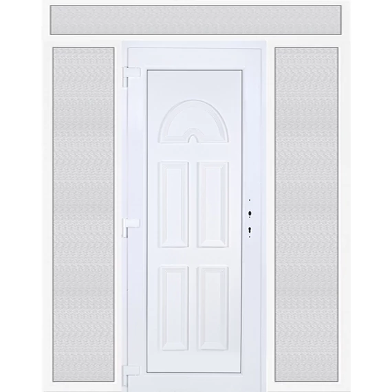 200x240 balos Köln tömör bejárati ajtó extra vastag hőszigetelt panellel felül+oldalvilágítóval 5 kamrás fehér RP