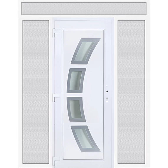 200x240 balos Szeben 4 üveges műanyag bejárati ajtó felül+oldalvilágítóval 5 kamrás fehér