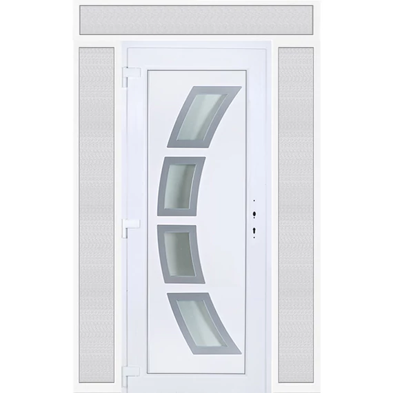 Szeben 4 üveges EXTRA hőszigetelésű 160x240 KIFELÉ NYÍLÓ műanyag bejárati ajtó balos fehér színben 3 rétegű üveggel Aluminium rátéttel RP