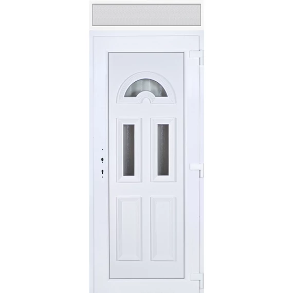 Köln 3 üveges 100x240 KIFELÉ NYÍLÓ műanyag bejárati ajtó jobbos fehér színben 2 rétegű üveggel
