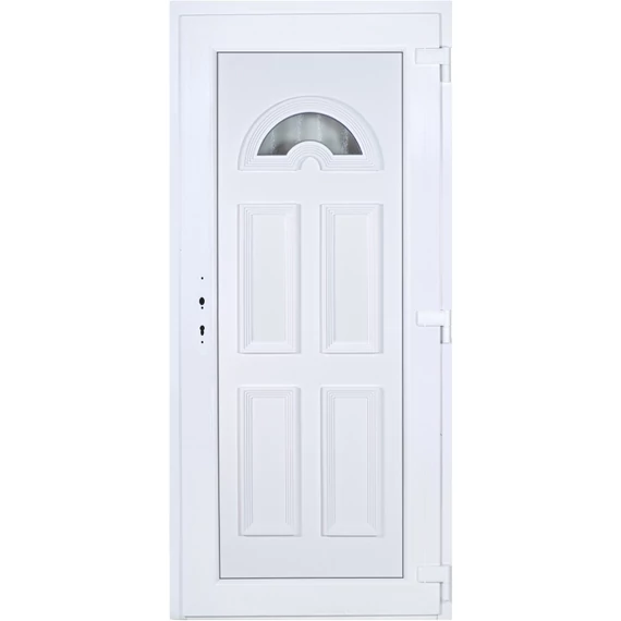 Köln 1 üveges EXTRA hőszigetelésű 100x210 KIFELÉ NYÍLÓ műanyag bejárati ajtó jobbos fehér színben 3 rétegű üveggel