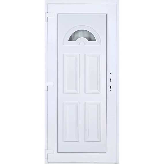Köln 1 üveges EXTRA hőszigetelésű 100x210 KIFELÉ NYÍLÓ műanyag bejárati ajtó balos fehér színben 3 rétegű üveggel RP