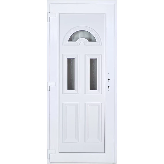 Köln 3 üveges EXTRA hőszigetelésű 90x210 KIFELÉ NYÍLÓ műanyag bejárati ajtó balos fehér színben 3 rétegű üveggel