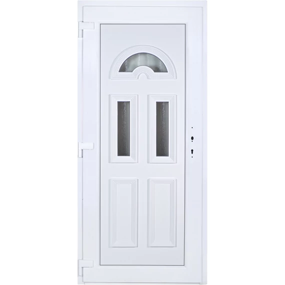 Köln 3 üveges EXTRA hőszigetelésű 100x210 KIFELÉ NYÍLÓ műanyag bejárati ajtó balos fehér színben 3 rétegű üveggel