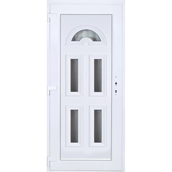 Köln 5 üveges EXTRA hőszigetelésű 100x210 KIFELÉ NYÍLÓ műanyag bejárati ajtó balos fehér színben 3 rétegű üveggel RP